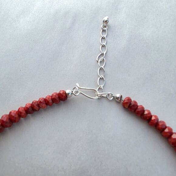 Jay King DTR Genuine Coral Red Statement Choker Necklace sterling Silver 925 - Picture 7 of 11